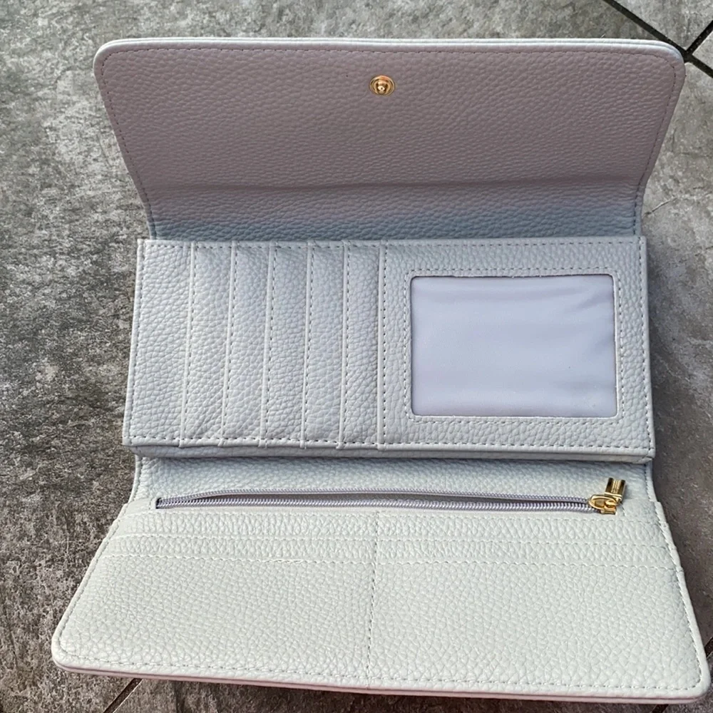 Full faux leather size wallet , stone gray  color